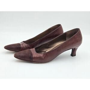 Bruno Magli WMN Size 9.5 AAAA Extra Narrow Burgundy Leather Low Heel Pumps Italy